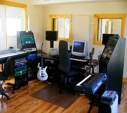 Squam Sound recording studio: Control Room, can also comfortably accommodate several players going direct.