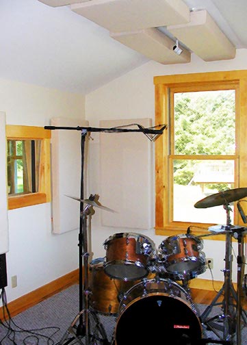 Squam Sound recording studio: Room A, for drums ensembles, etc.